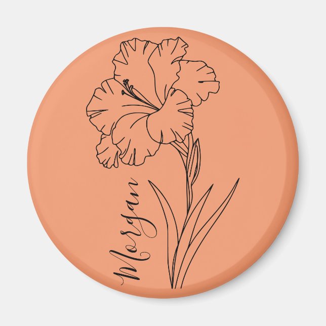 Anpassningsbar August Gladiolus Birth Flower Gift  Magnet (Framsidan)
