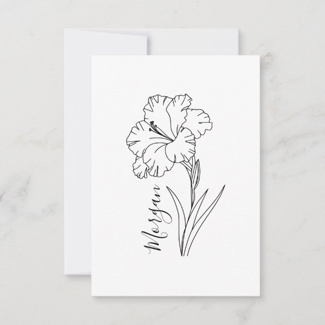Anpassningsbar August Gladiolus Birth Flower Gift  Tack Kort (Framsida)