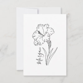 Anpassningsbar August Gladiolus Birth Flower Gift Tack Kort