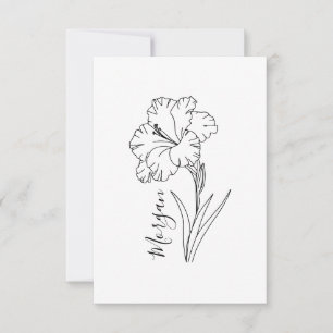 Anpassningsbar August Gladiolus Birth Flower Gift  Tack Kort