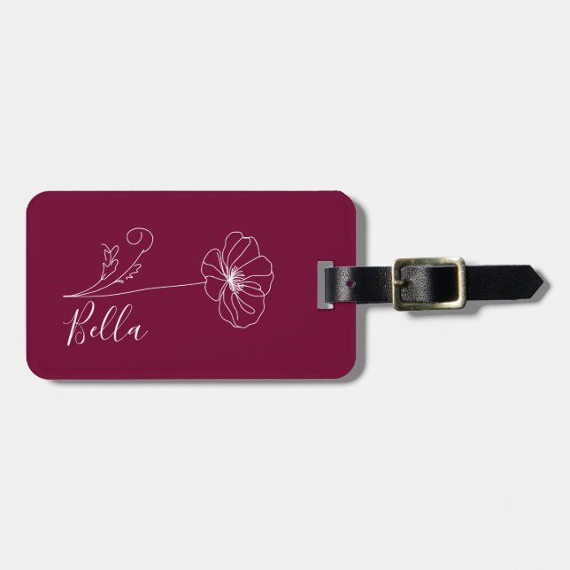 Anpassningsbar August Poppy Birth Flower Gift for  Bagagebricka (Horisontell Framsida)