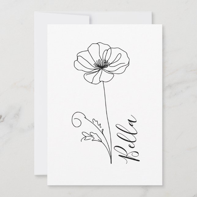 Anpassningsbar August Poppy Birth Flower Gift for  Inbjudningar (Framsida)