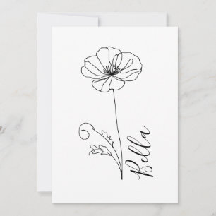 Anpassningsbar August Poppy Birth Flower Gift for  Inbjudningar