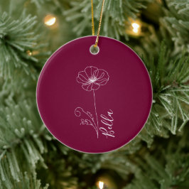 Anpassningsbar August Poppy Birth Flower Gift for  Julgransprydnad Keramik