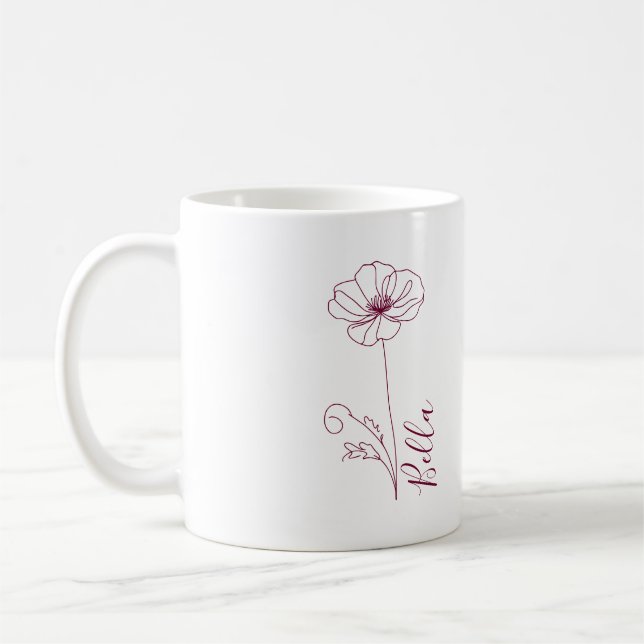 Anpassningsbar August Poppy Birth Flower Gift for  Kaffemugg (Vänster)