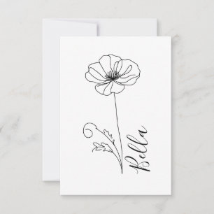 Anpassningsbar August Poppy Birth Flower Gift for  Tack Kort