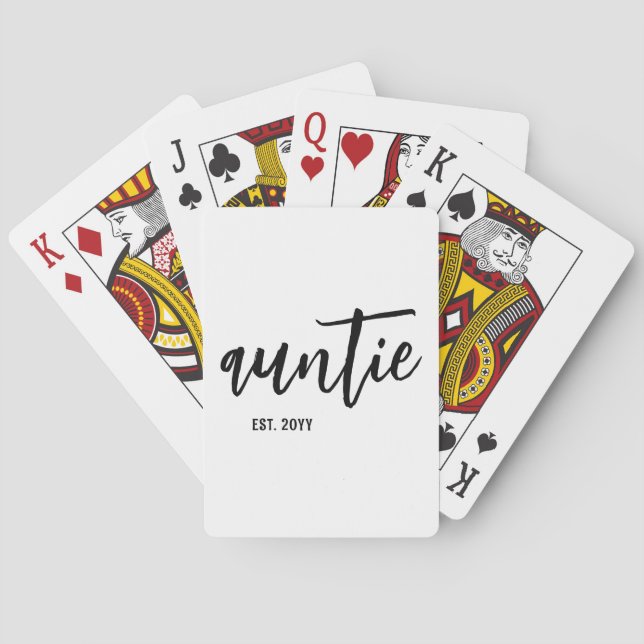 Anpassningsbar Auntie Est. Modern Penselskripttypo Casinokort (Baksidan)