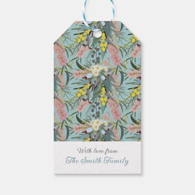 Anpassningsbar Aussie Native Bush Blooms, sommarbl Presentetikett (Baksidan)