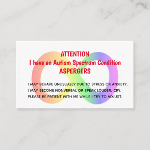 Anpassningsbar Autism Alert-kort för organisation/ Visitkort