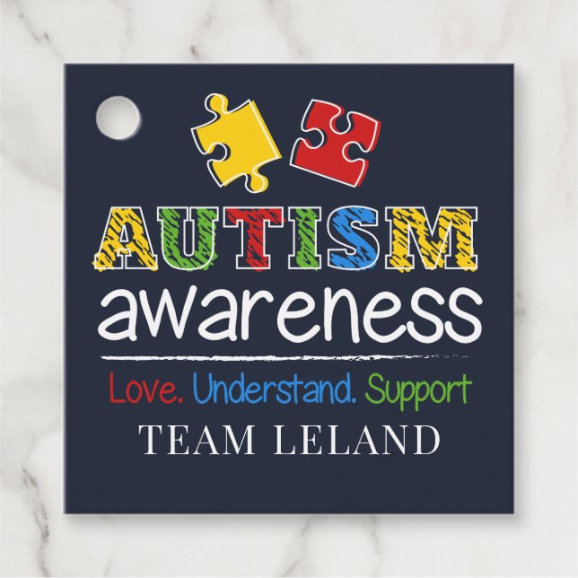 Anpassningsbar Autism Awareness Kärlek förstår sup Gåvor Etiketter (Framsida)