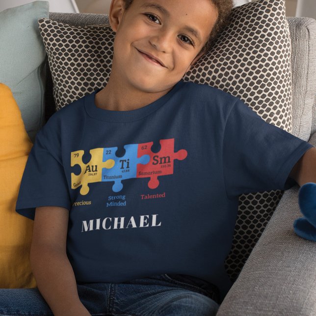 Anpassningsbar Autism Awareness Matching Family T Shirt (Autism Awareness Campaign Periodic Table Custom T-Shirt)