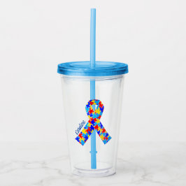 Anpassningsbar Autism Awareness Ribbon Blue Puzzle Take Away Mugg