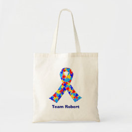 Anpassningsbar Autism Awareness Ribbon Blue Team N Tygkasse