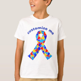 Anpassningsbar Autism Awareness Ribbon Kids T Shirt
