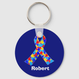 Anpassningsbar Autism Awareness Ribbon Nyckelring