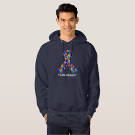 Anpassningsbar Autism Awareness Ribbon Team Hoodie