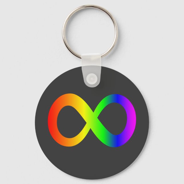 Anpassningsbar Autism Ofinity Rainbow Symbol ID AL Nyckelring (Framsida)
