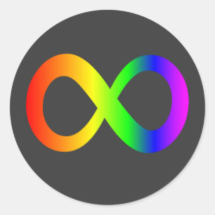 Anpassningsbar Autism Ofinity Rainbow Symbol ID AL Runt Klistermärke