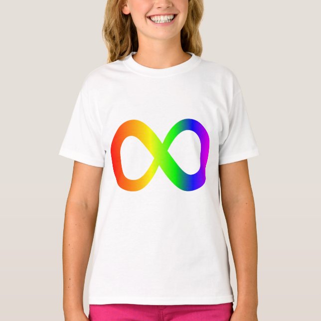 Anpassningsbar Autism Ofinity Rainbow Symbol ID AL T Shirt (Framsida)