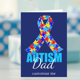 Anpassningsbar Autism Pappa Blue Ribbon Birthday Kort