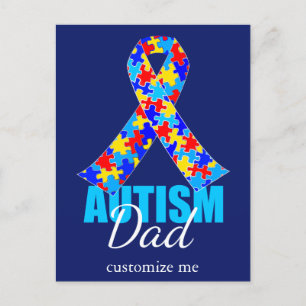 Anpassningsbar Autism Pappa Blue Ribbon Vykort
