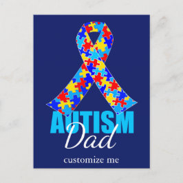 Anpassningsbar Autism Pappa Blue Ribbon Vykort