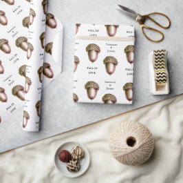 Anpassningsbar Autumn Acorns Woodland Bröllop Presentpapper