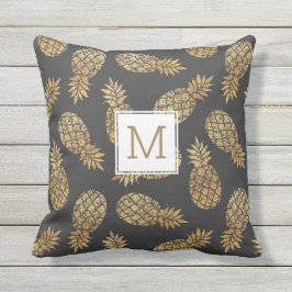 Anpassningsbar av ananas i Tropical Guld Monogram Kudde