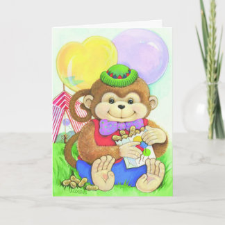 anpassningsbar av apa-barn för födelsedagskalkcirk kort