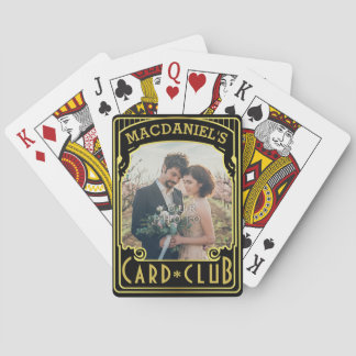 Anpassningsbar av Art Deco Elegant Black Guld Klub Casinokort