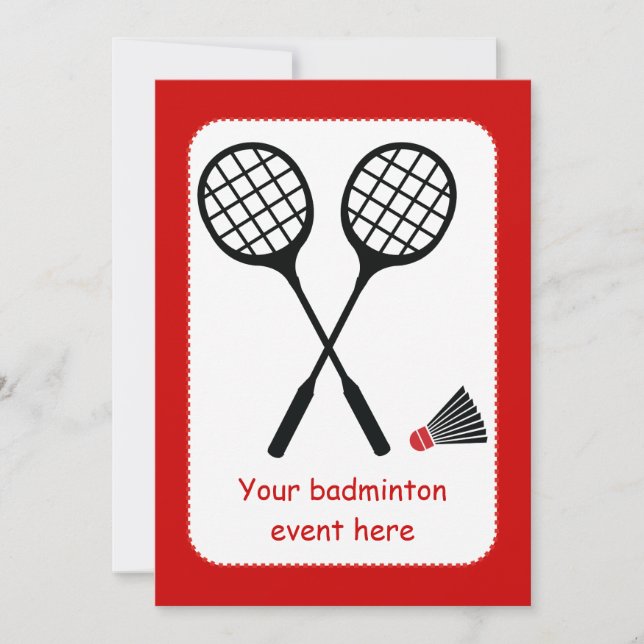 Anpassningsbar av badmintongåvor, racquet och shut inbjudningar (Framsida)