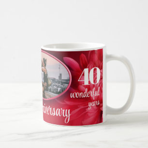 anpassningsbar av blommigt-ruby-jubileumsfoto mugg
