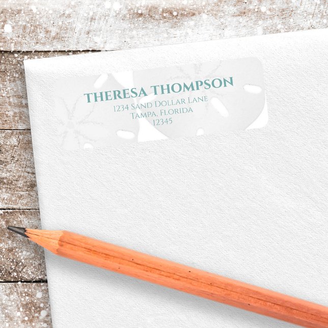 Anpassningsbar av Blue Turcos Beach Sand Dollar Returadress Etikett (Beach Sand Dollar Custom Address Labels)