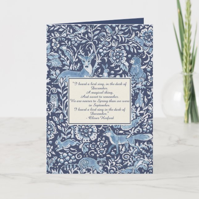 Anpassningsbar av Blue Winter-Dikt för jultomte Helgkort (Framsida)