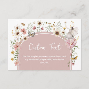 Anpassningsbar av Boho Fairy Rosa Wildblomma  Text Tilläggskort
