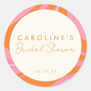 Anpassningsbar av Boho Rosa Orange Abstrakt Möhip Runt Klistermärke