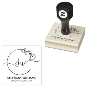 Anpassningsbar av botaniskt Löv Feminin Initialer Stämpel