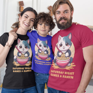 Anpassningsbar av Cat Eating Ramen Noodles T Shirt