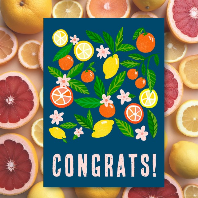 Anpassningsbar av Citrus Firande Färgstarka GRATTI Kort (Citrus Celebration Custom Colorful CONGRATULATIONS Greeting Card
)