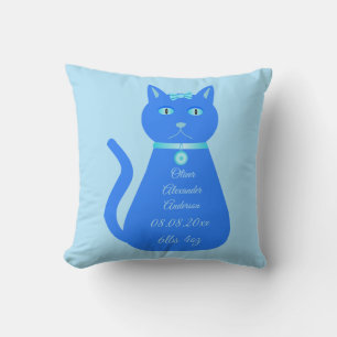 Anpassningsbar av Cute Blue Pojke Cat Birance Kudde