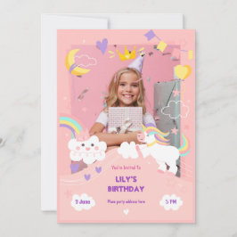 Anpassningsbar av  Cute rosa Unicorn Inbjudningar
