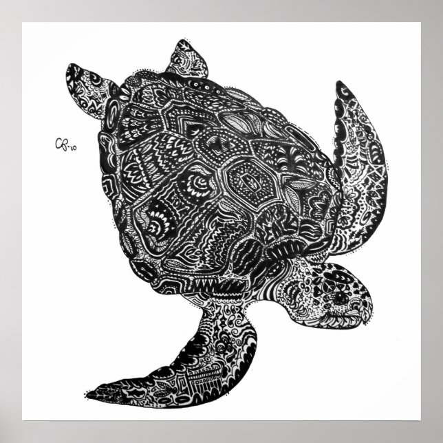 Anpassningsbar av Emergen Sea Turtle Art Print Poster (Framsidan)