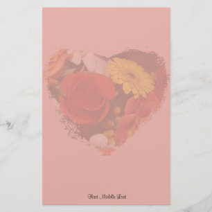 Anpassningsbar av färgad Bouquet Grunge Heart-Blom Brevpapper