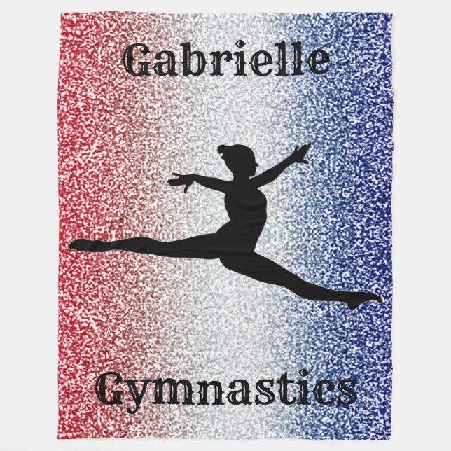 Anpassningsbar av flickgymnast Red, White and Blue Fleecefilt (Framsidan)