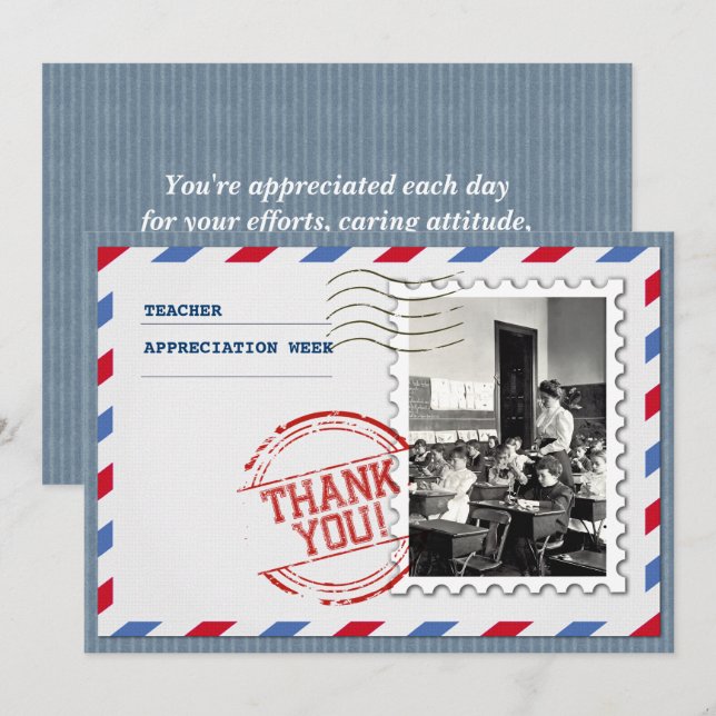 Anpassningsbar av  för Lycklig Läraravkänningsveck Tack Kort (Fram/baksida)