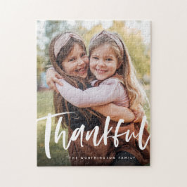 Anpassningsbar av fotofamilj med tacksam thanksgiv pussel
