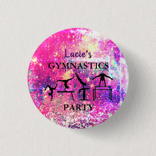 Anpassningsbar av Gnistran Girls Gymnastics Birthd Knapp