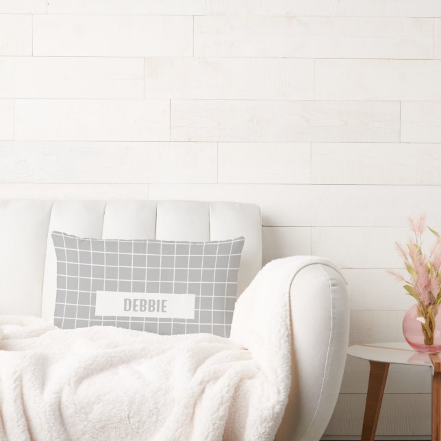 anpassningsbar av grått och vita plattor lumbarkudde (Soffa)