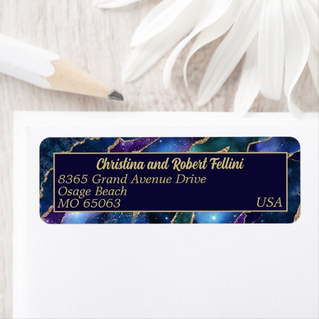 Anpassningsbar av grönt av geoder och galaxiers bl returadress etikett (Insitu)