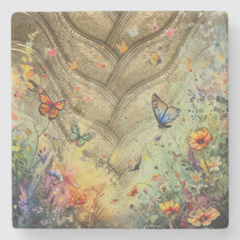 Anpassningsbar av gyllene fjärilsträdgårdskonst stenunderlägg